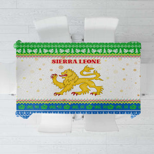 Sierra Leone Christmas Tablecloth Festive Pattern Golden Lion Emblem and Santa Sleigh - African Pride