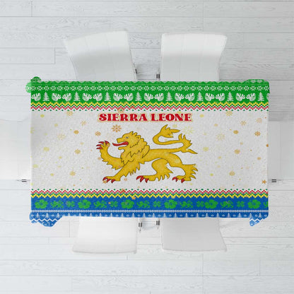 Sierra Leone Christmas Tablecloth Festive Pattern Golden Lion Emblem and Santa Sleigh - African Pride