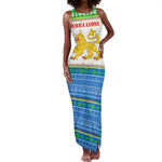 Sierra Leone Christmas Tank Maxi Dress Festive Pattern Golden Lion Emblem and Santa Sleigh - African Pride