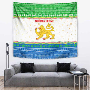 Sierra Leone Christmas Tapestry Festive Pattern Golden Lion Emblem and Santa Sleigh - African Pride