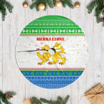 Sierra Leone Christmas Tree Skirt Festive Pattern Golden Lion Emblem and Santa Sleigh - African Pride