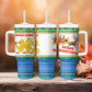 Sierra Leone Christmas Tumbler With Handle Festive Pattern Golden Lion Emblem and Santa Sleigh - African Pride