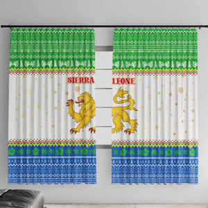 Sierra Leone Christmas Window Curtain Festive Pattern Golden Lion Emblem and Santa Sleigh - African Pride