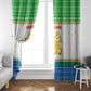 Sierra Leone Christmas Window Curtain Festive Pattern Golden Lion Emblem and Santa Sleigh - African Pride