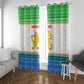 Sierra Leone Christmas Window Curtain Festive Pattern Golden Lion Emblem and Santa Sleigh - African Pride