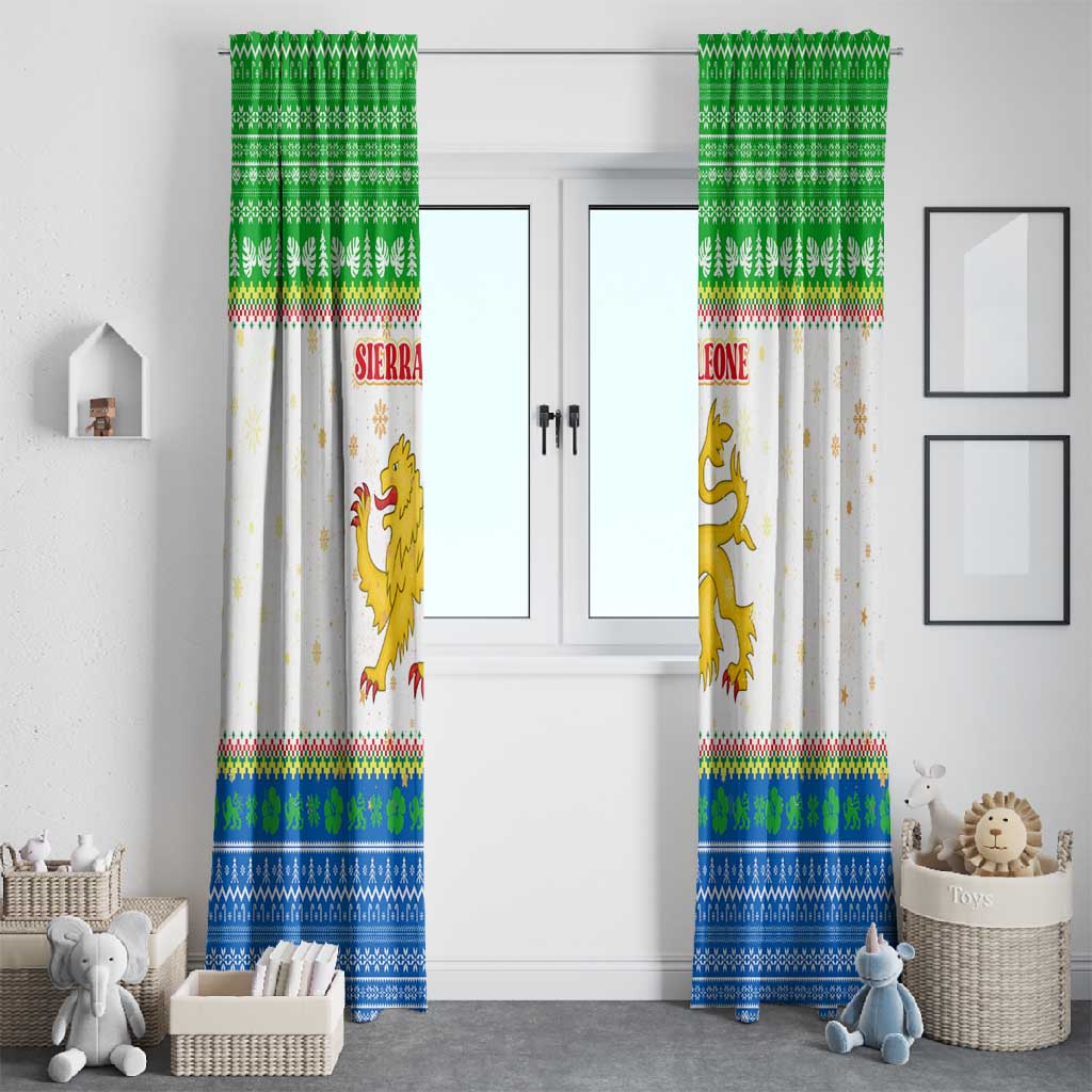 Sierra Leone Christmas Window Curtain Festive Pattern Golden Lion Emblem and Santa Sleigh - African Pride