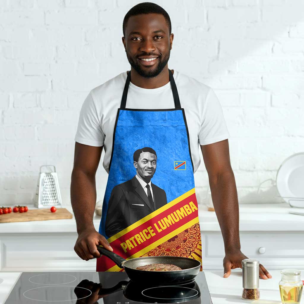 Patrice Lumumba Apron with Congolese Flag Colors and African History Quote - African Pride