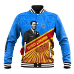 Patrice Lumumba Baseball Jacket with Congolese Flag Colors and African History Quote - African Pride