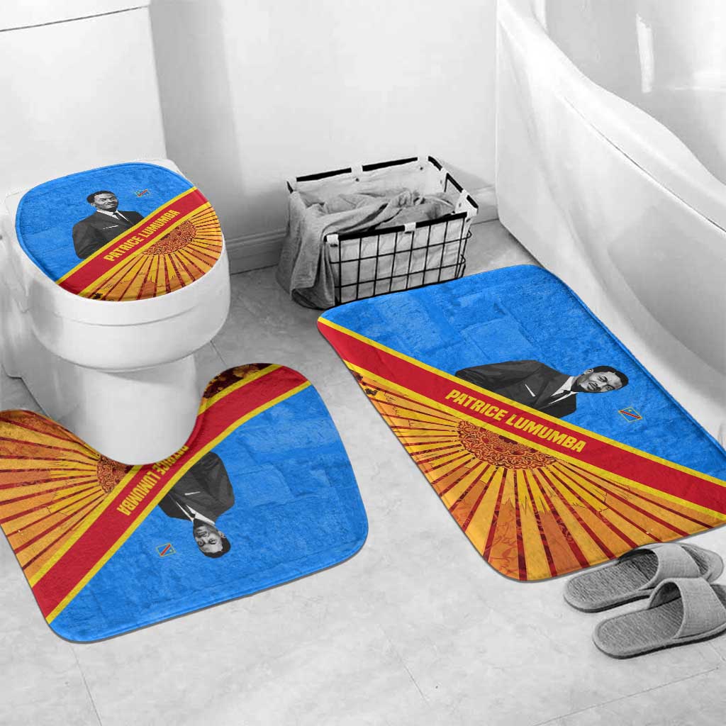 Patrice Lumumba Bathroom Set with Congolese Flag Colors and African History Quote - African Pride