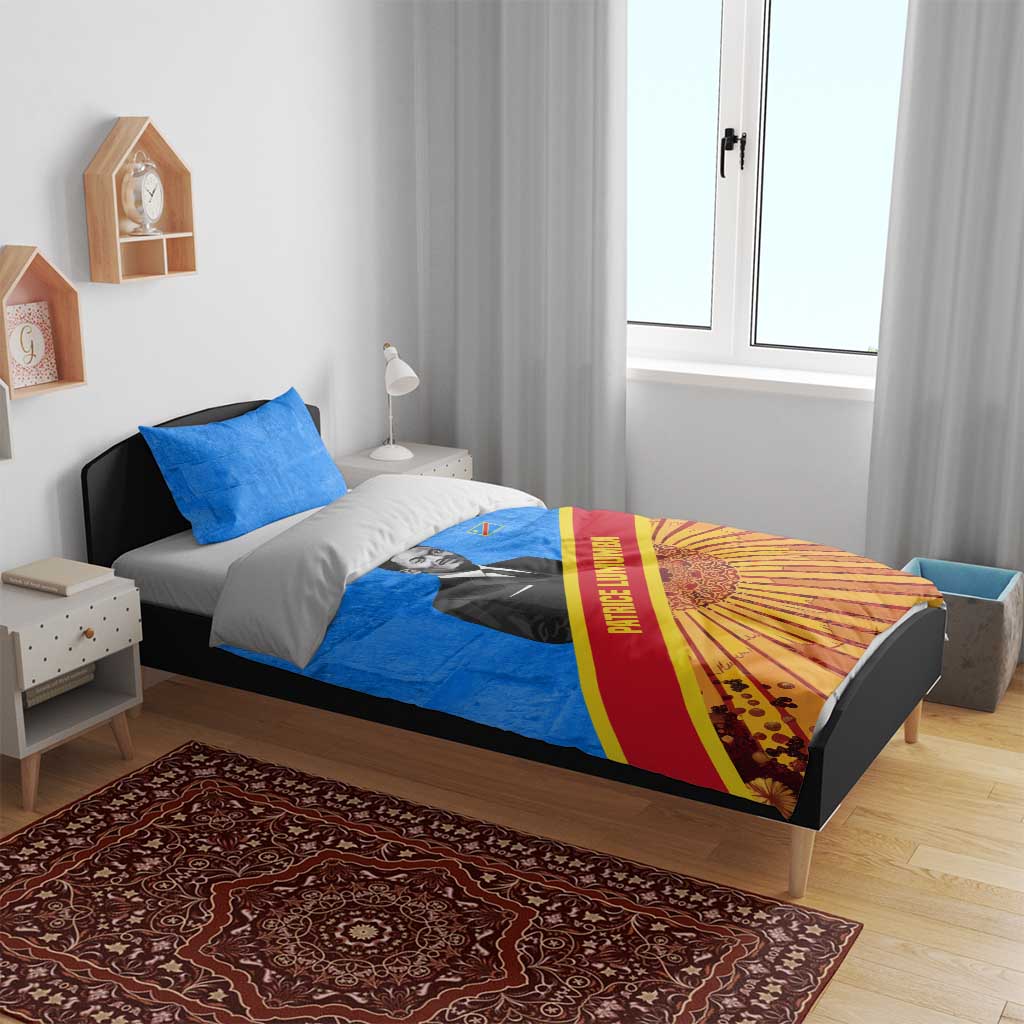 Patrice Lumumba Bedding Set with Congolese Flag Colors and African History Quote - African Pride