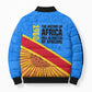 Patrice Lumumba Bomber Puffer Jacket with Congolese Flag Colors and African History Quote - African Pride