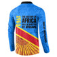 Patrice Lumumba Button Sweatshirt with Congolese Flag Colors and African History Quote