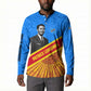 Patrice Lumumba Button Sweatshirt with Congolese Flag Colors and African History Quote