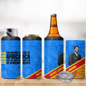 Patrice Lumumba 4 in 1 Can Cooler Tumbler with Congolese Flag Colors and African History Quote - African Pride