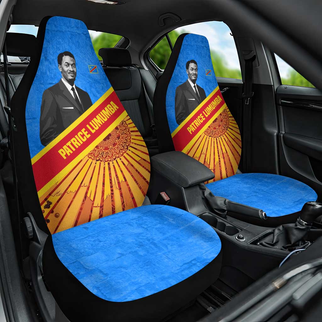 Patrice Lumumba Car Seat Cover with Congolese Flag Colors and African History Quote - African Pride