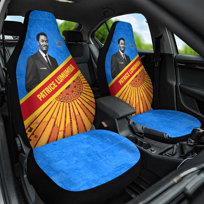 Patrice Lumumba Car Seat Cover with Congolese Flag Colors and African History Quote - African Pride