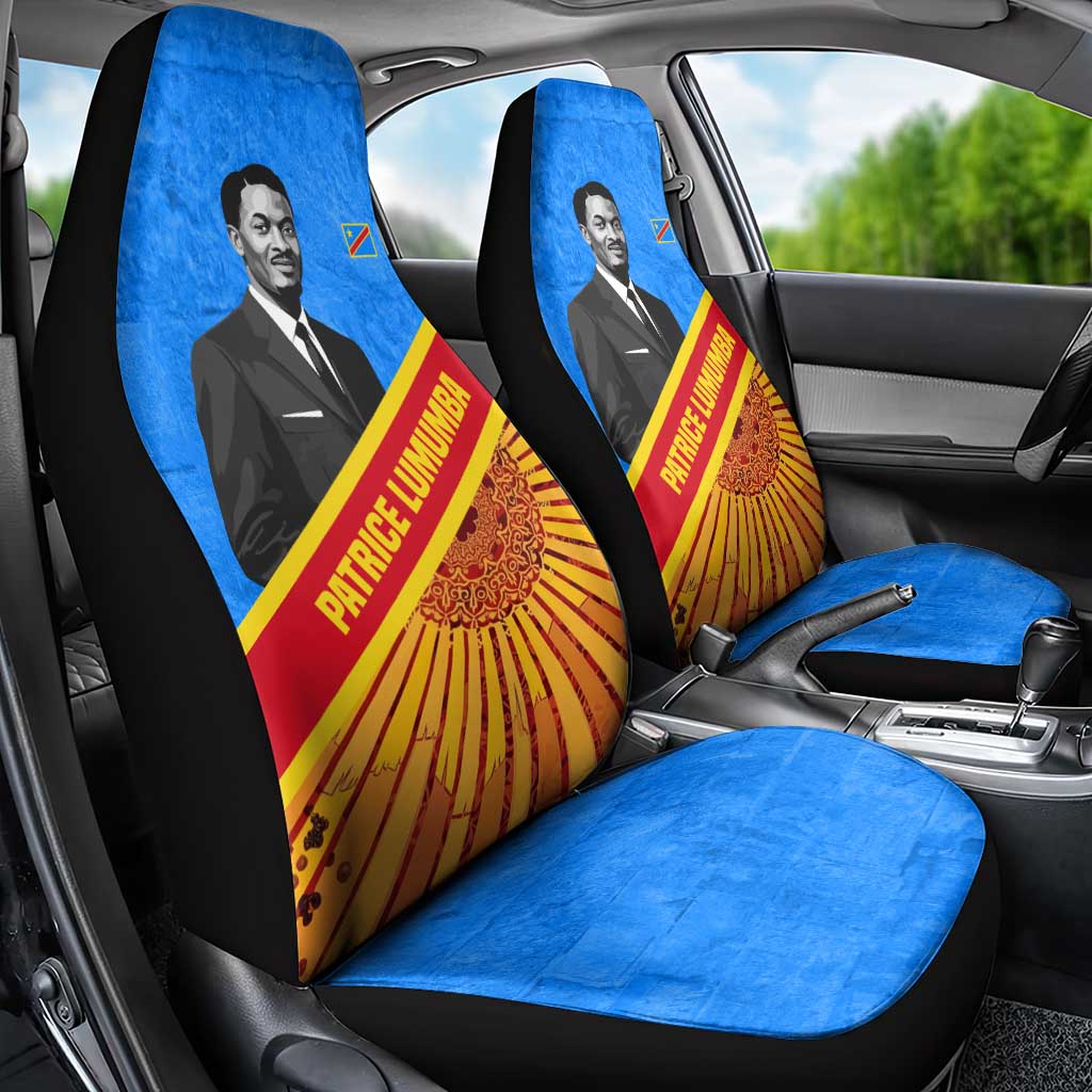 Patrice Lumumba Car Seat Cover with Congolese Flag Colors and African History Quote - African Pride