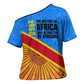 Patrice Lumumba Cross Shoulder Shirt with Congolese Flag Colors and African History Quote - African Pride