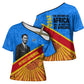 Patrice Lumumba Cross Shoulder Shirt with Congolese Flag Colors and African History Quote - African Pride