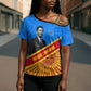 Patrice Lumumba Cross Shoulder Shirt with Congolese Flag Colors and African History Quote - African Pride