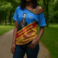 Patrice Lumumba Cross Shoulder Shirt with Congolese Flag Colors and African History Quote - African Pride