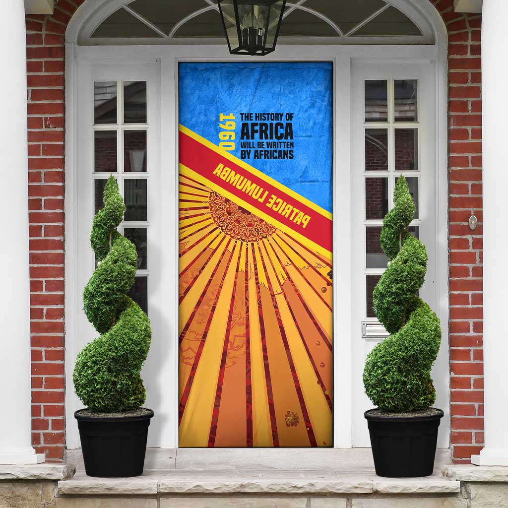 Patrice Lumumba Door Cover with Congolese Flag Colors and African History Quote - African Pride