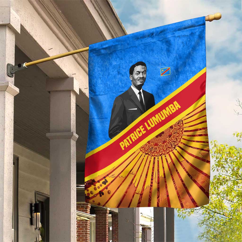 Patrice Lumumba Garden Flag with Congolese Flag Colors and African History Quote - African Pride