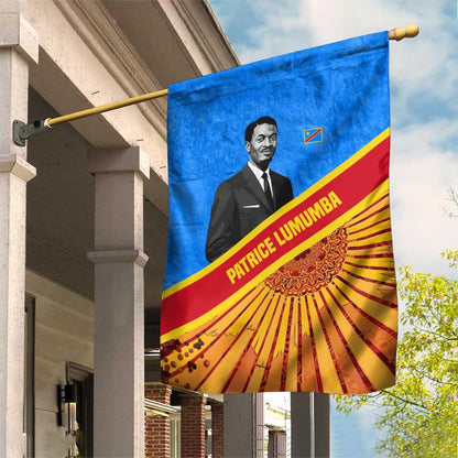 Patrice Lumumba Garden Flag with Congolese Flag Colors and African History Quote - African Pride