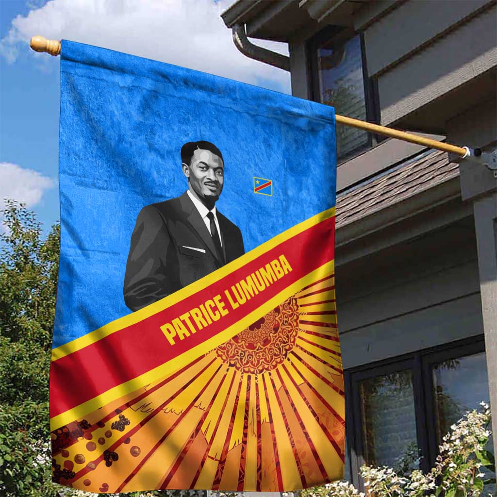 Patrice Lumumba Garden Flag with Congolese Flag Colors and African History Quote - African Pride