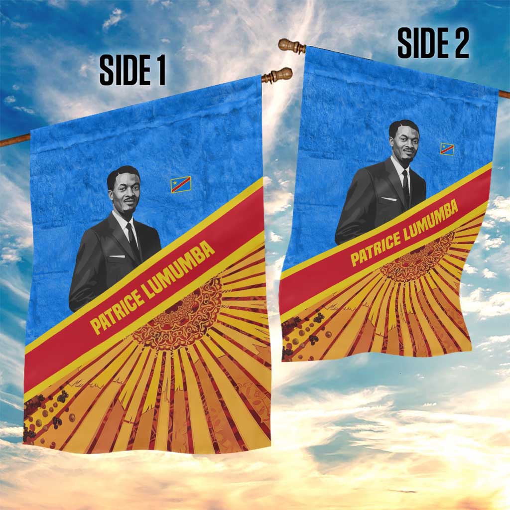 Patrice Lumumba Garden Flag with Congolese Flag Colors and African History Quote - African Pride