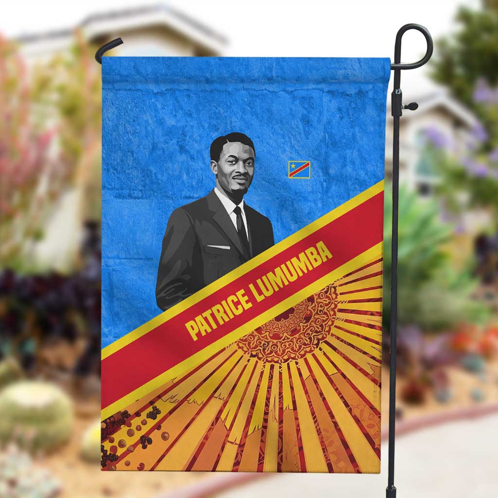 Patrice Lumumba Garden Flag with Congolese Flag Colors and African History Quote - African Pride