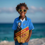 Patrice Lumumba Kid Hawaiian Shirt with Congolese Flag Colors and African History Quote - African Pride