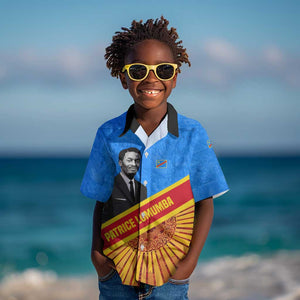 Patrice Lumumba Kid Hawaiian Shirt with Congolese Flag Colors and African History Quote - African Pride