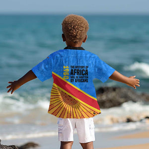 Patrice Lumumba Kid Hawaiian Shirt with Congolese Flag Colors and African History Quote - African Pride