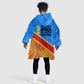 Patrice Lumumba Kid Wearable Blanket Hoodie with Congolese Flag Colors and African History Quote - African Pride