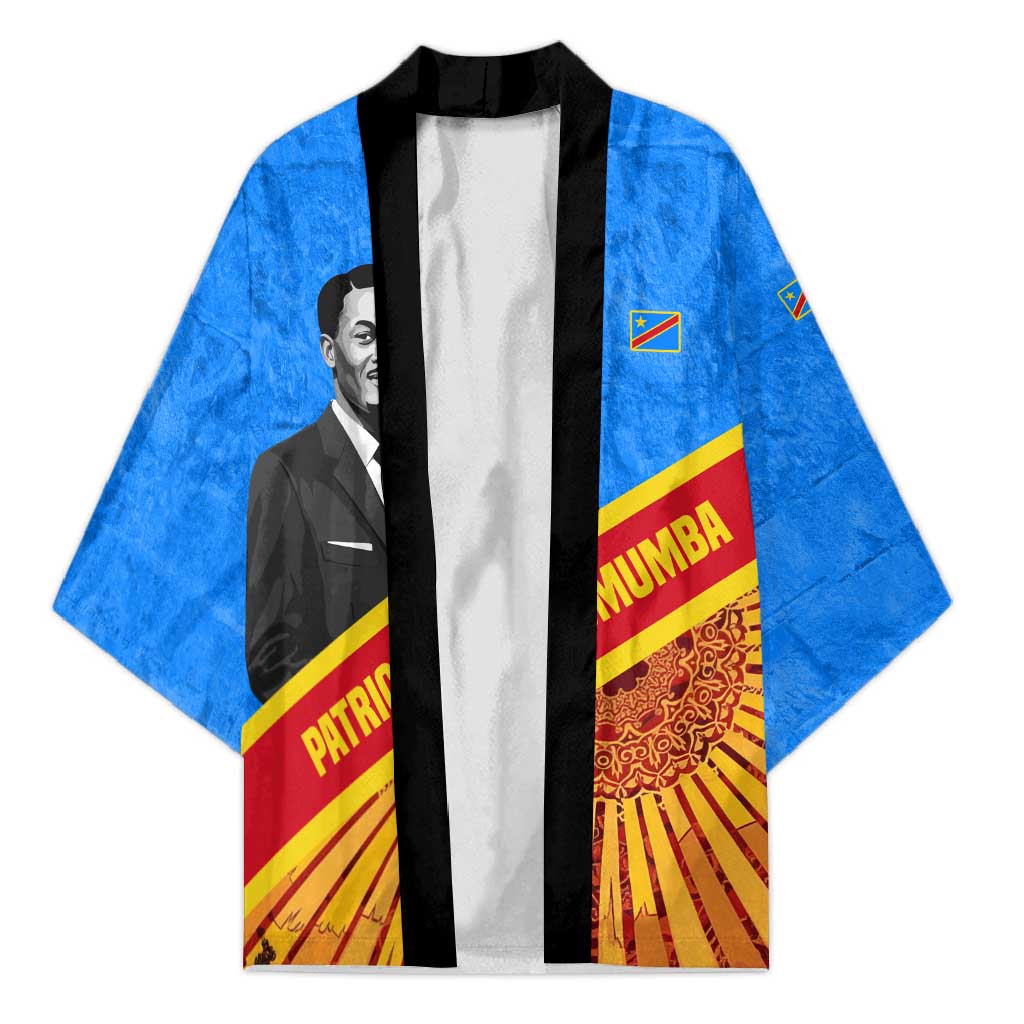 Patrice Lumumba Kimono with Congolese Flag Colors and African History Quote - African Pride