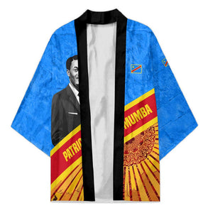 Patrice Lumumba Kimono with Congolese Flag Colors and African History Quote - African Pride