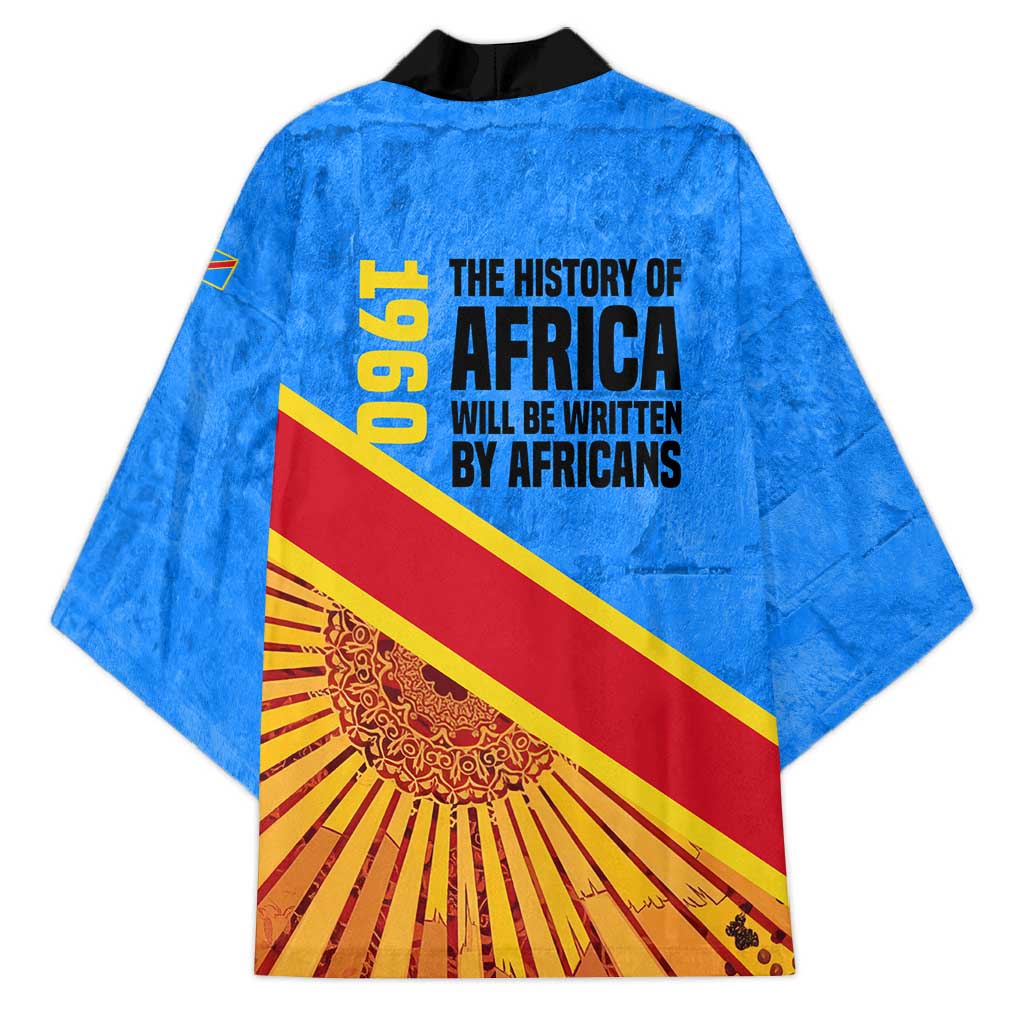 Patrice Lumumba Kimono with Congolese Flag Colors and African History Quote - African Pride