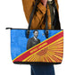 Patrice Lumumba Leather Tote Bag with Congolese Flag Colors and African History Quote - African Pride