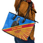 Patrice Lumumba Leather Tote Bag with Congolese Flag Colors and African History Quote - African Pride