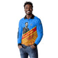 Patrice Lumumba Long Sleeve Polo Shirt with Congolese Flag Colors and African History Quote - African Pride