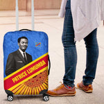 Patrice Lumumba Luggage Cover with Congolese Flag Colors and African History Quote - African Pride