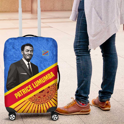 Patrice Lumumba Luggage Cover with Congolese Flag Colors and African History Quote - African Pride