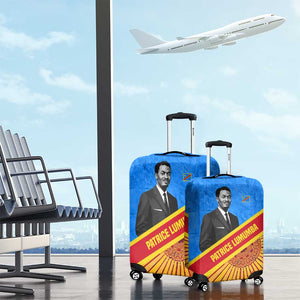 Patrice Lumumba Luggage Cover with Congolese Flag Colors and African History Quote - African Pride