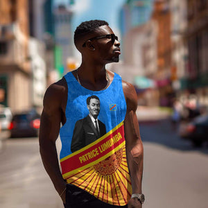 Patrice Lumumba Men Tank Top with Congolese Flag Colors and African History Quote - African Pride