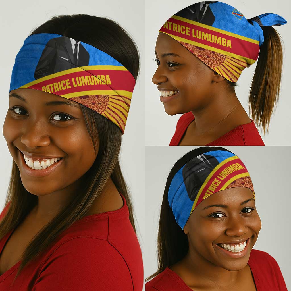 Patrice Lumumba Neck Gaiter with Congolese Flag Colors and African History Quote - African Pride