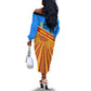 Patrice Lumumba Off The Shoulder Long Sleeve Dress with Congolese Flag Colors and African History Quote - African Pride