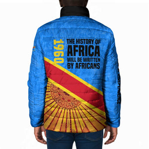 Patrice Lumumba Padded Jacket with Congolese Flag Colors and African History Quote - African Pride