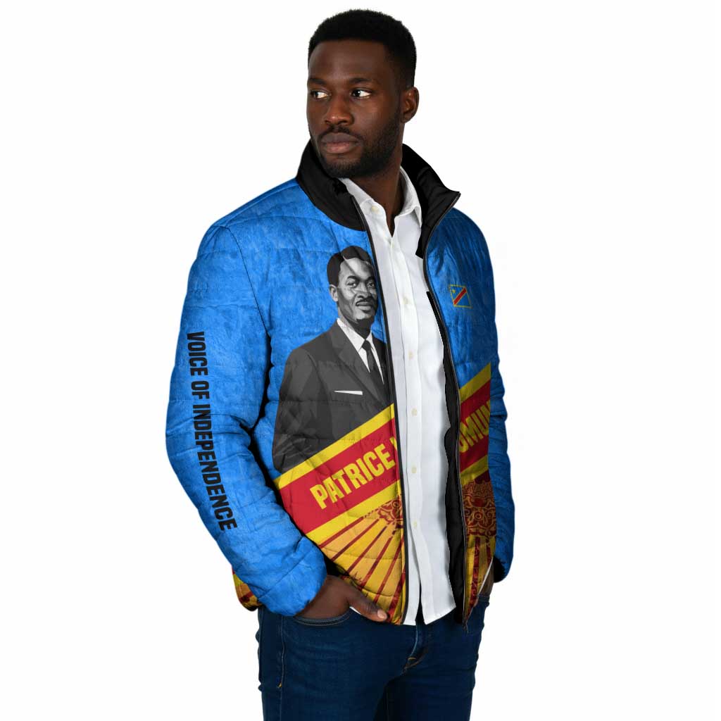 Patrice Lumumba Padded Jacket with Congolese Flag Colors and African History Quote - African Pride