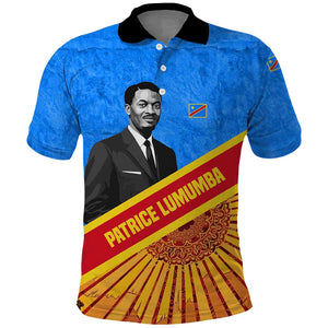 Patrice Lumumba Polo Shirt with Congolese Flag Colors and African History Quote - African Pride